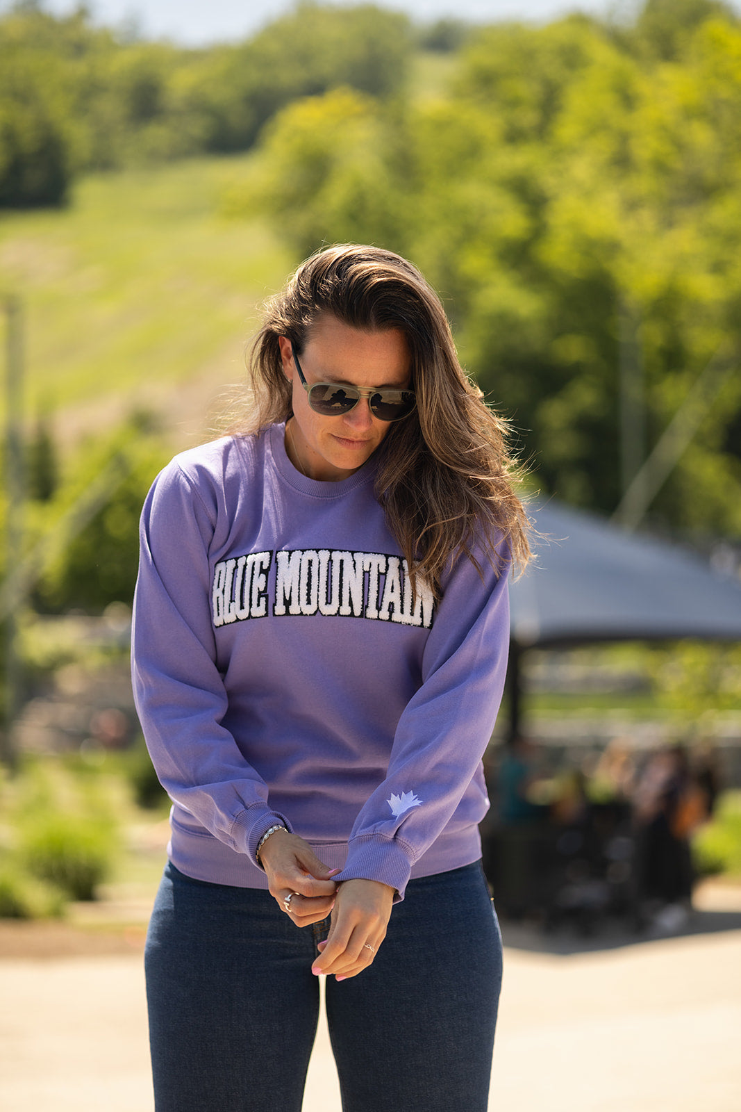 Blue Mountain Fluff Embroidered Crewneck