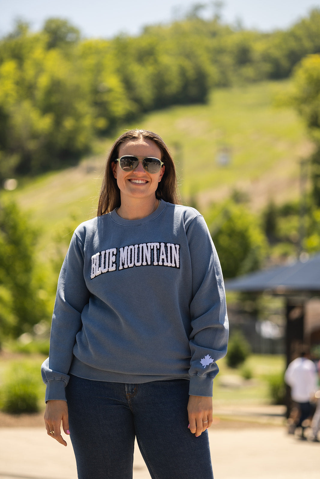 Blue Mountain Fluff Embroidered Crewneck