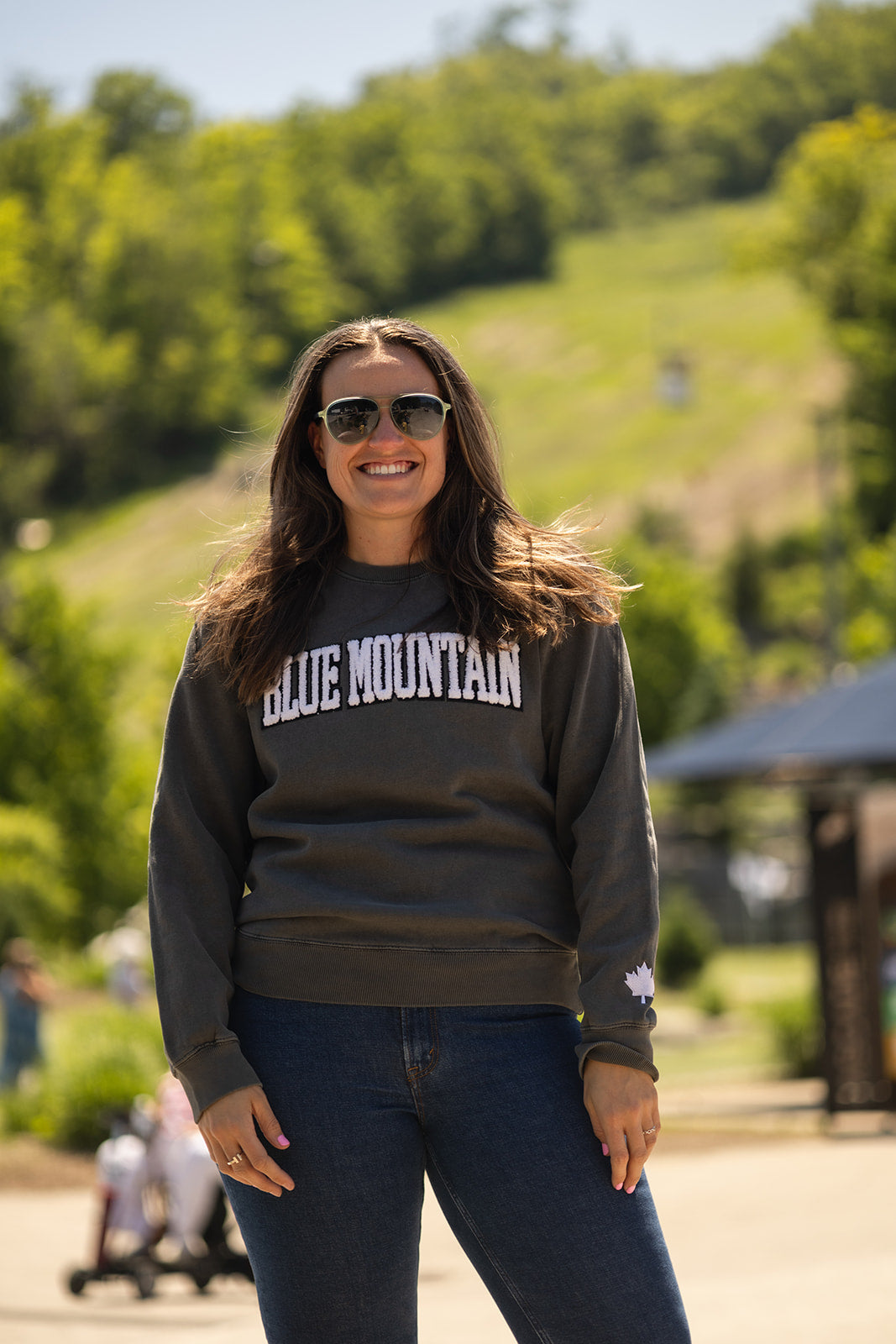 Blue Mountain Fluff Embroidered Crewneck