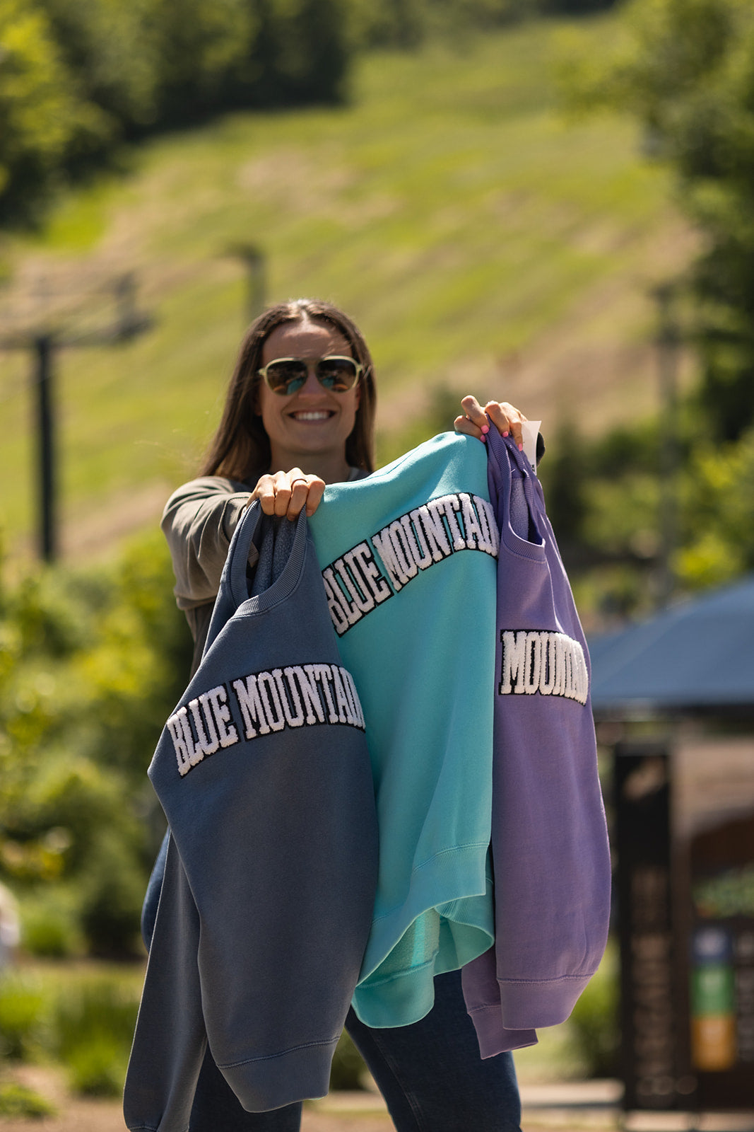 Blue Mountain Fluff Embroidered Crewneck