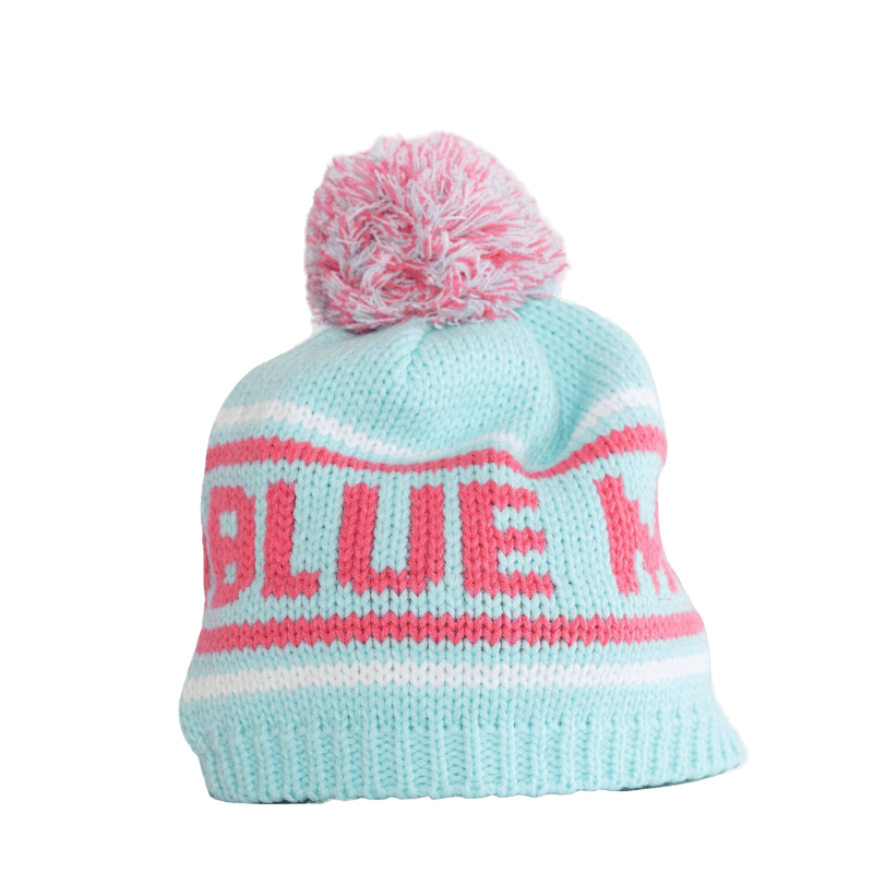Blue Mountain Knit Beanie - Turquoise/Pink